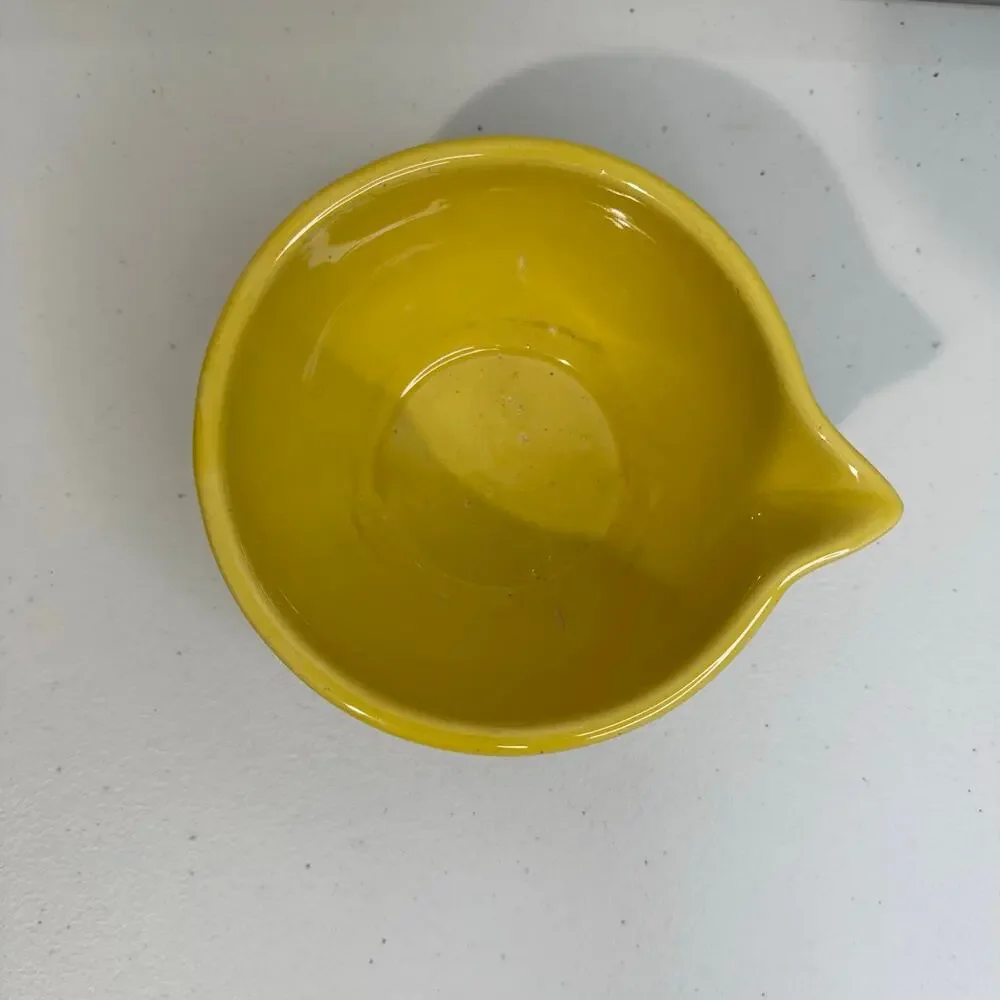 VTG McCoy Stoneware Vibrant Yellow Glaze Ceramic Spout Bowl Small Batter Bowl